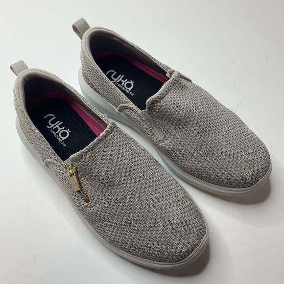 Ryka Ally Gray Leopard Detail Knit Athletic Training Shoes Womens Size 8 WIDE - Picture 2 of 8